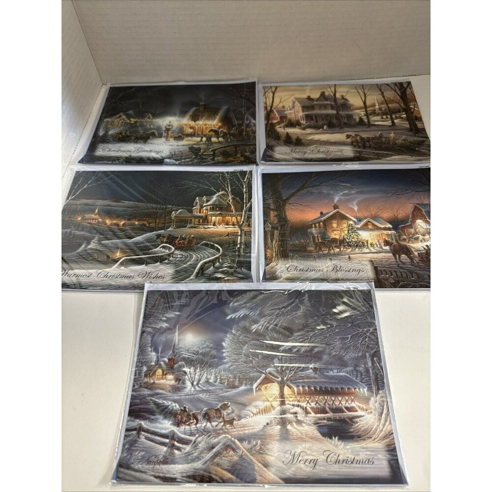 Terry Redlin Christmas Cards Lot of 5 Winter Scenes Horses Homes New Sealed G3